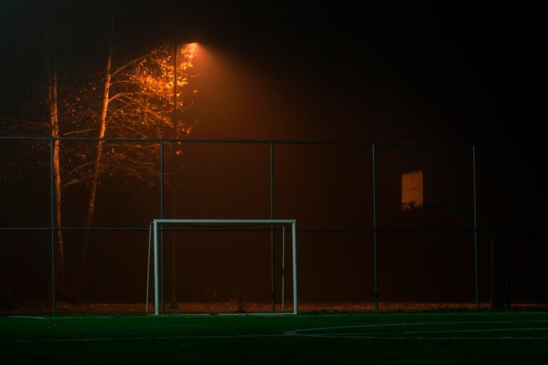 Mastering Success: A Complete Guide to Setting SMART Goals That Stick Learn how to set SMART goals. A photo of a football / soccer goals post dimly lit by a street light.